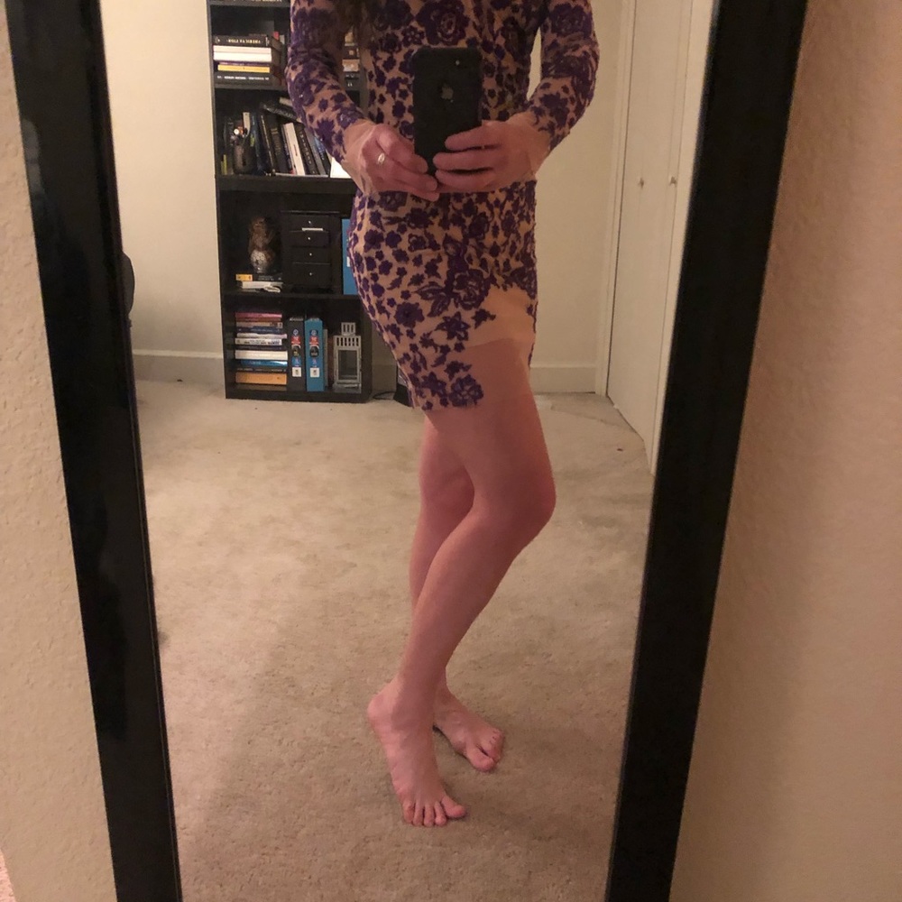 ✨✨ASOS Sheer Nude Purple Embroidered Dress✨✨ - Picture 7 of 7